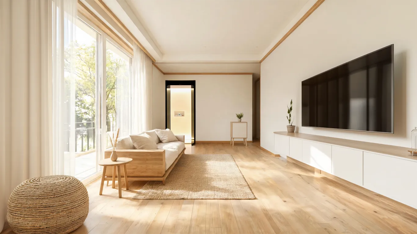Interior rumah Scandinavian modern yang menggambarkan prinsip Lagom dalam desain rumah seimbang.